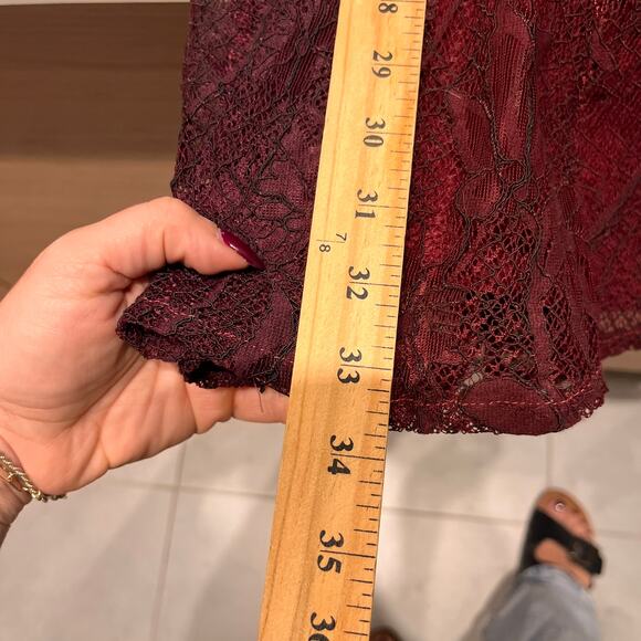 Elliatt Deep Red Lace Mini Dress Bell Sleeves Sz Medium Dark Romance - Picture 8 of 9